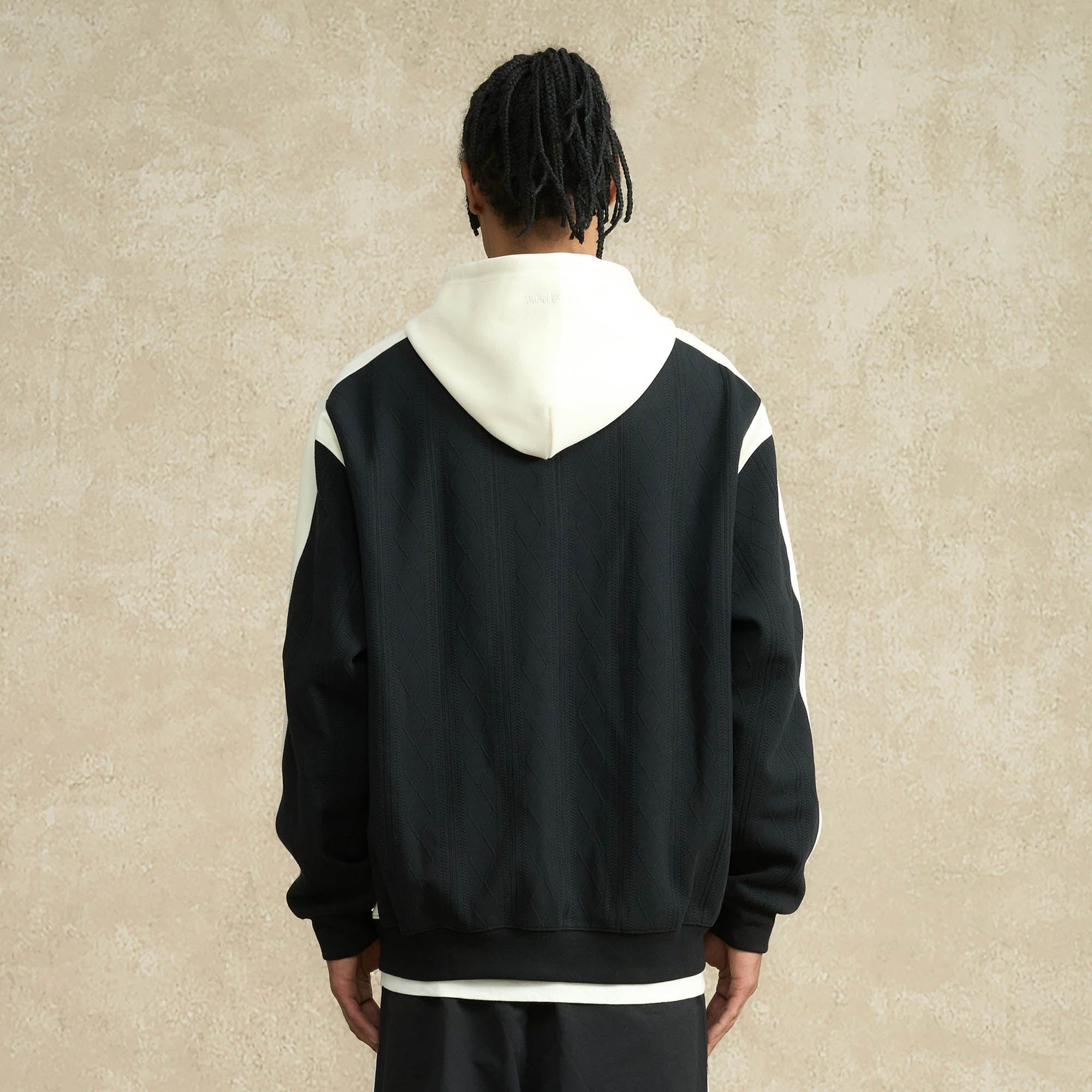 BONELESS Jacquard Contrast Paneled Hooded Jacket