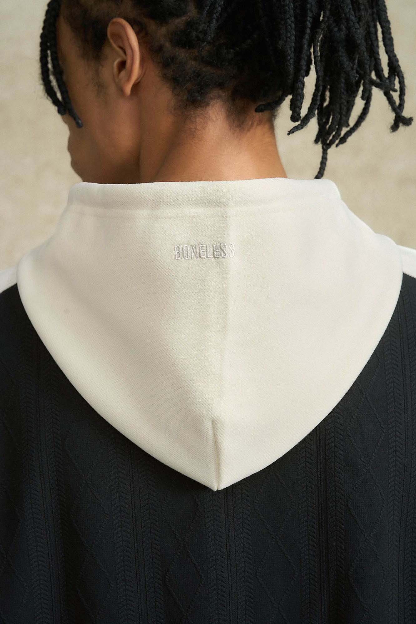 BONELESS Jacquard Contrast Paneled Hooded Jacket