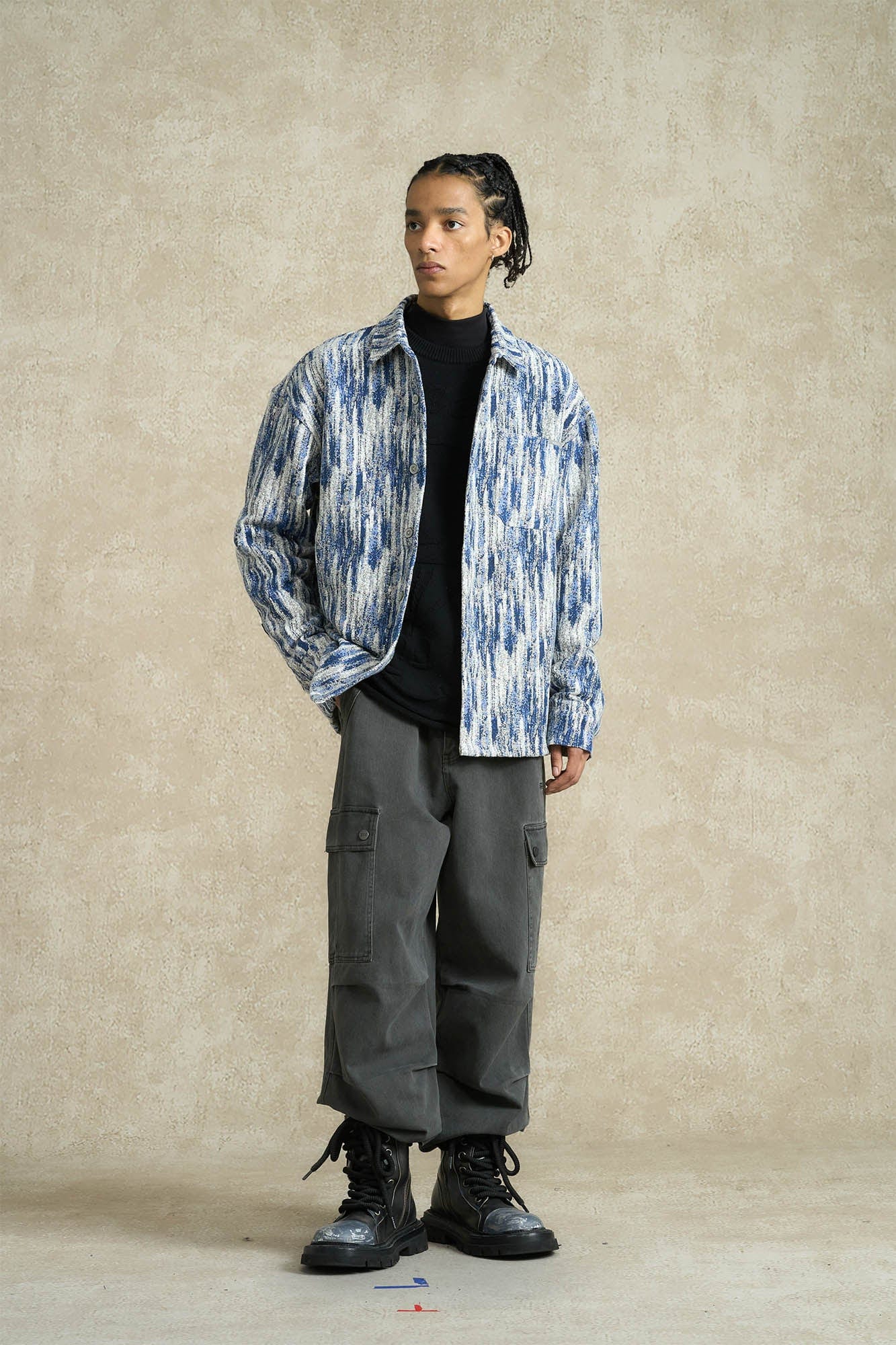 BONELESS Jacquard Button-Up Utility Jacket