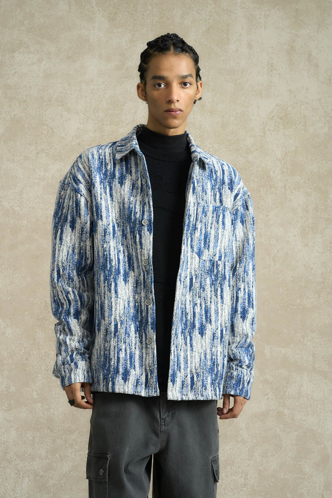 BONELESS Jacquard Button-Up Utility Jacket