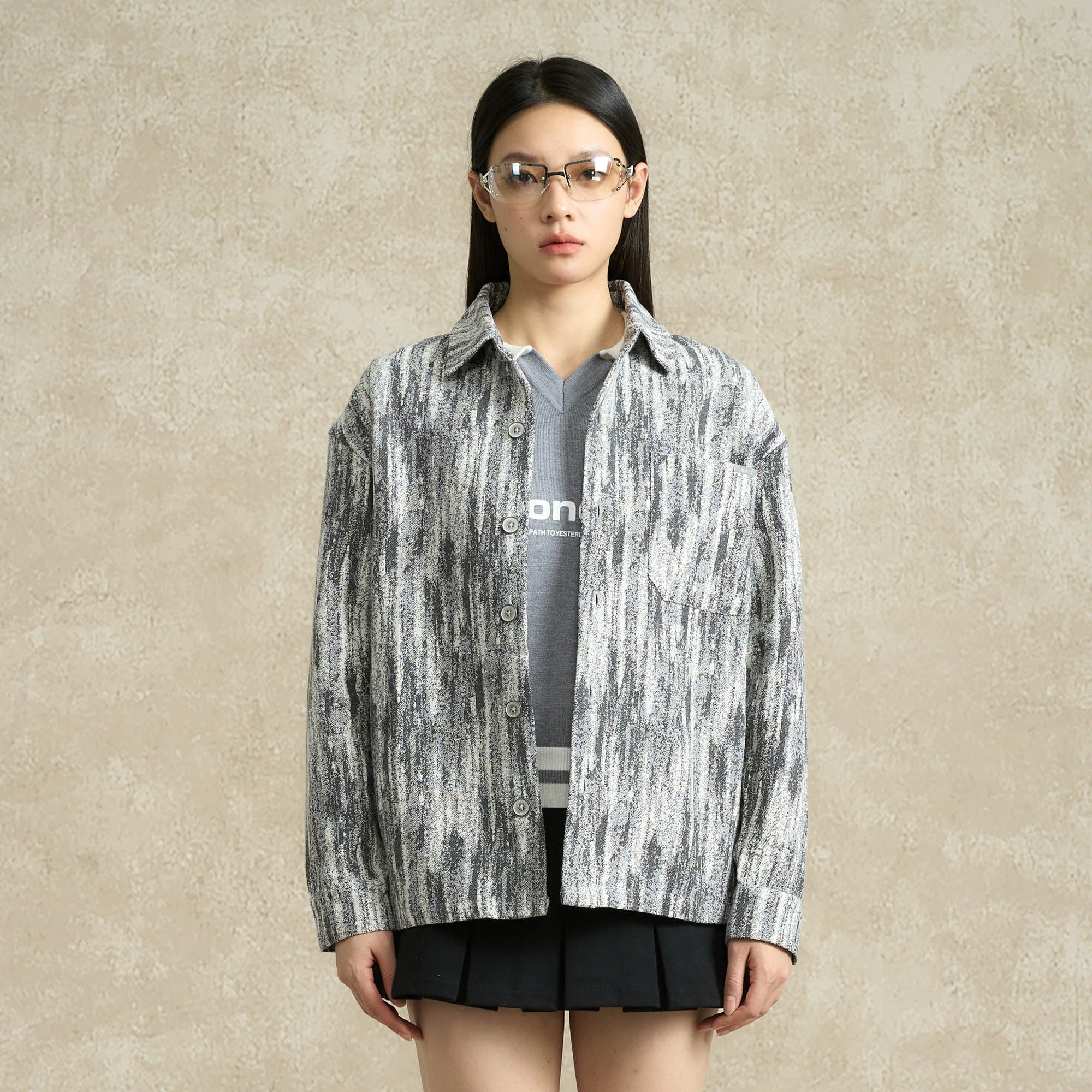 BONELESS Jacquard Button-Up Utility Jacket