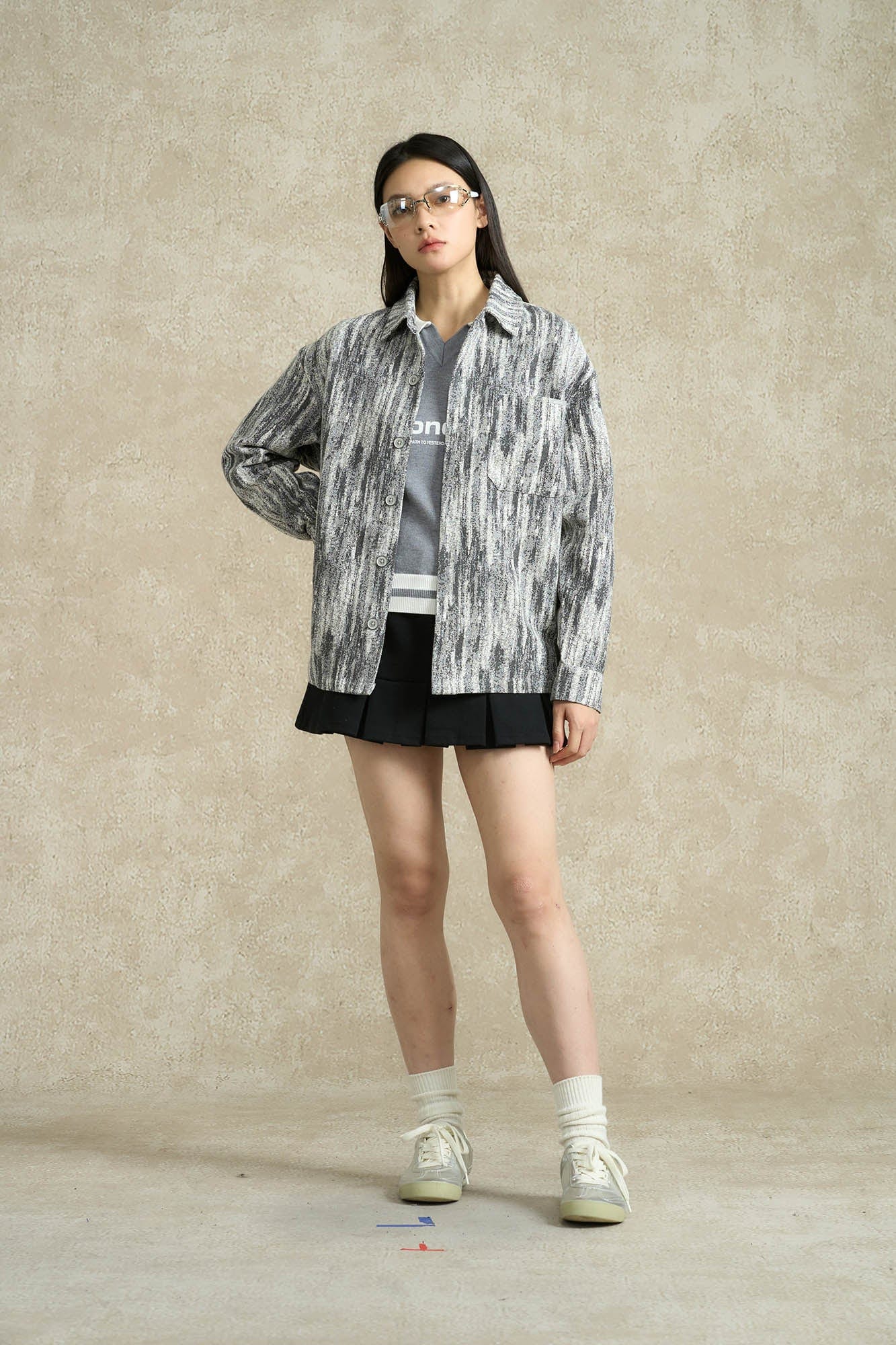 BONELESS Jacquard Button-Up Utility Jacket
