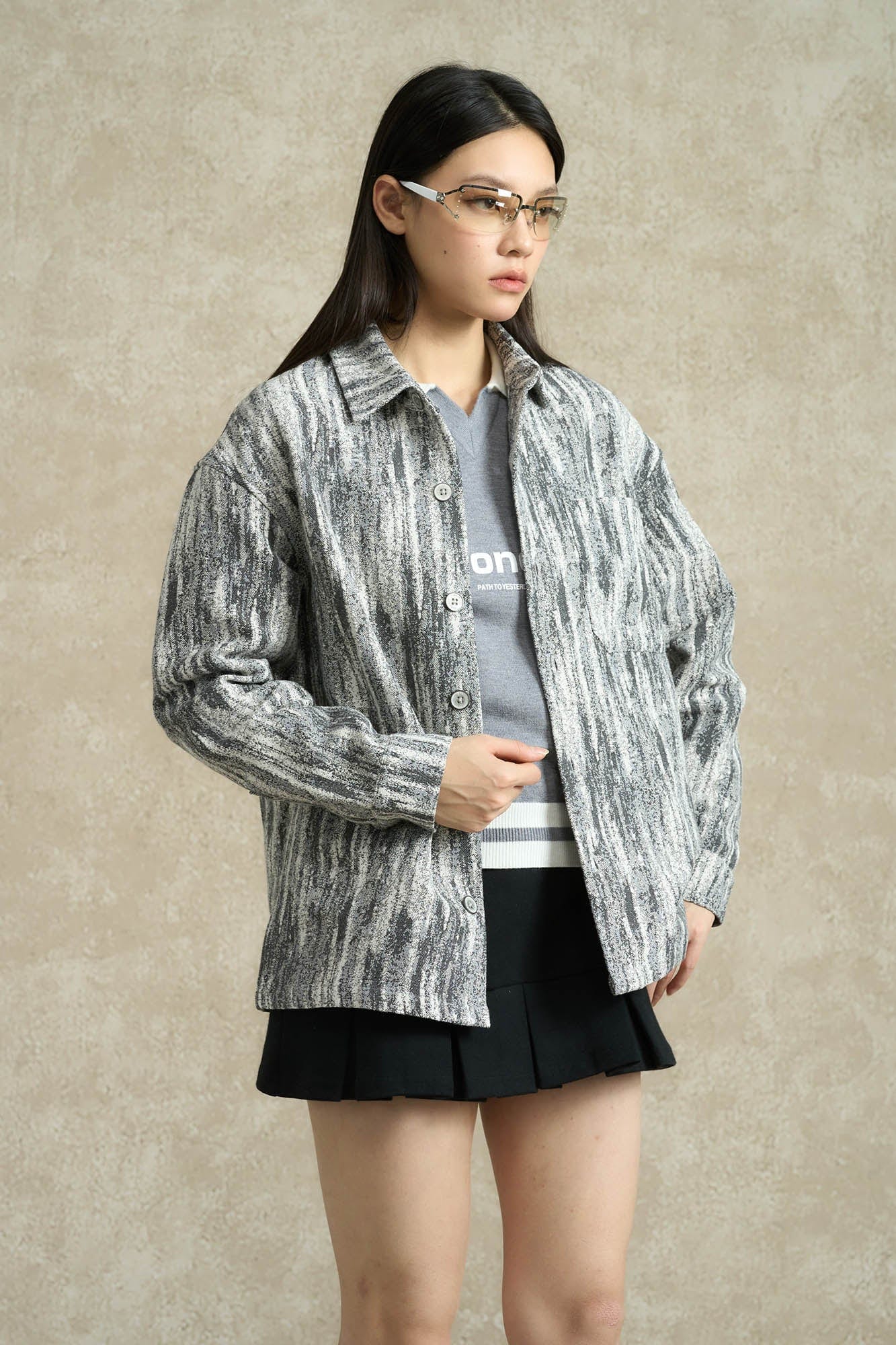 BONELESS Jacquard Button-Up Utility Jacket