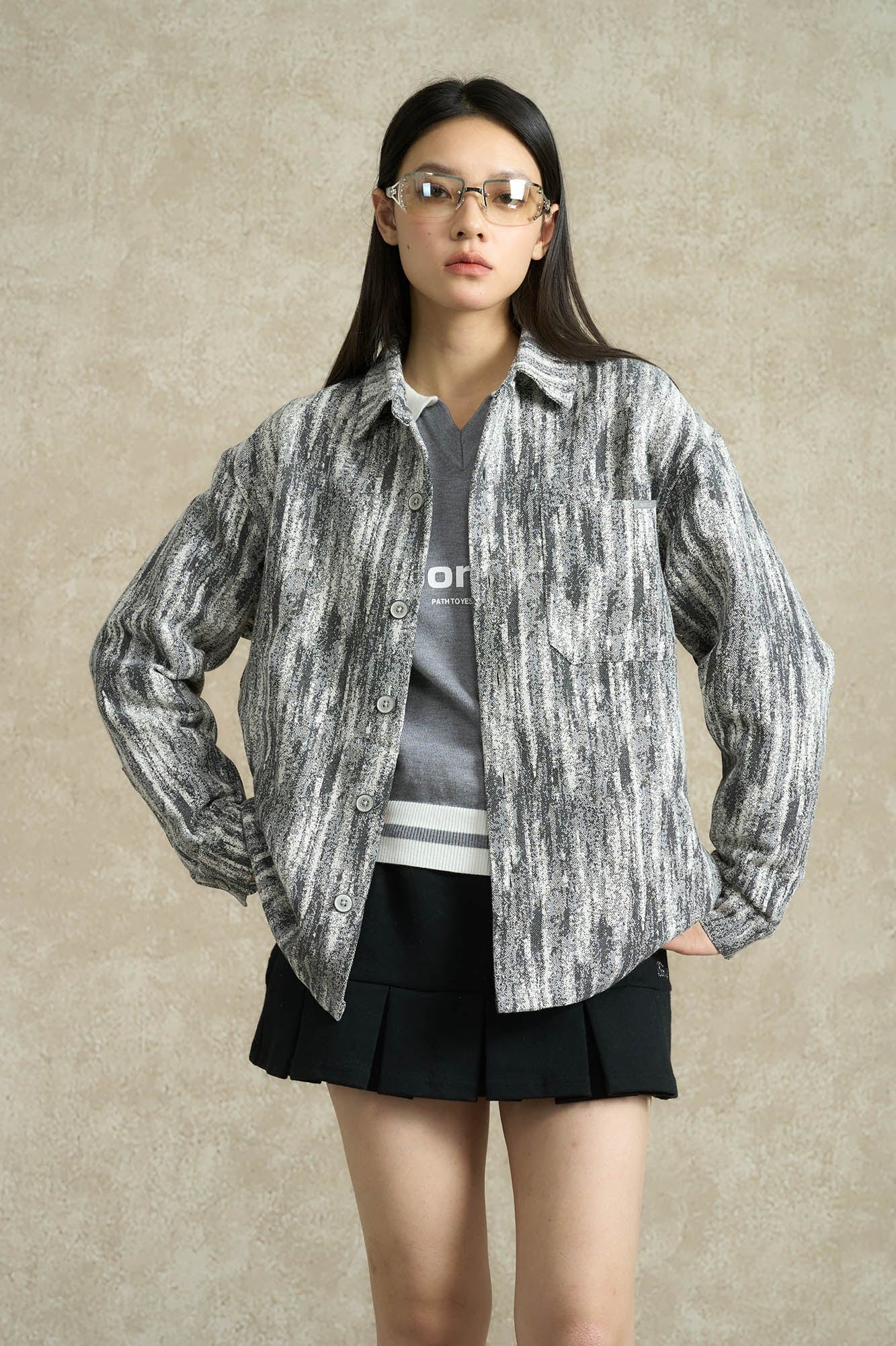 BONELESS Jacquard Button-Up Utility Jacket