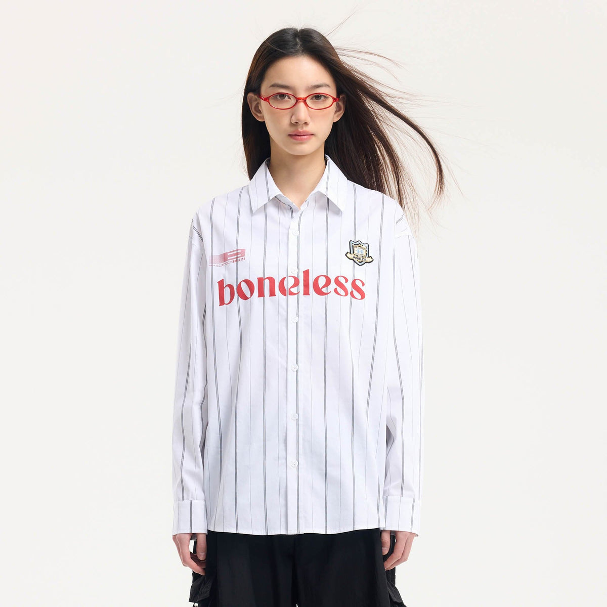 BONELESS Varsity Stripe Badge Shirt
