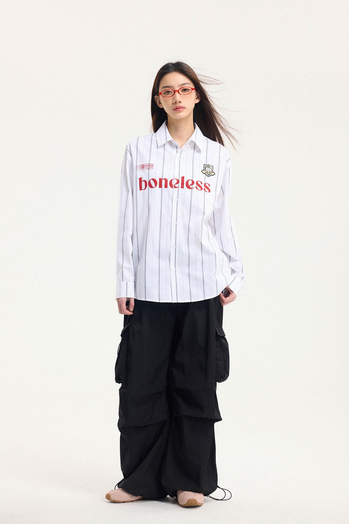 BONELESS Varsity Stripe Badge Shirt
