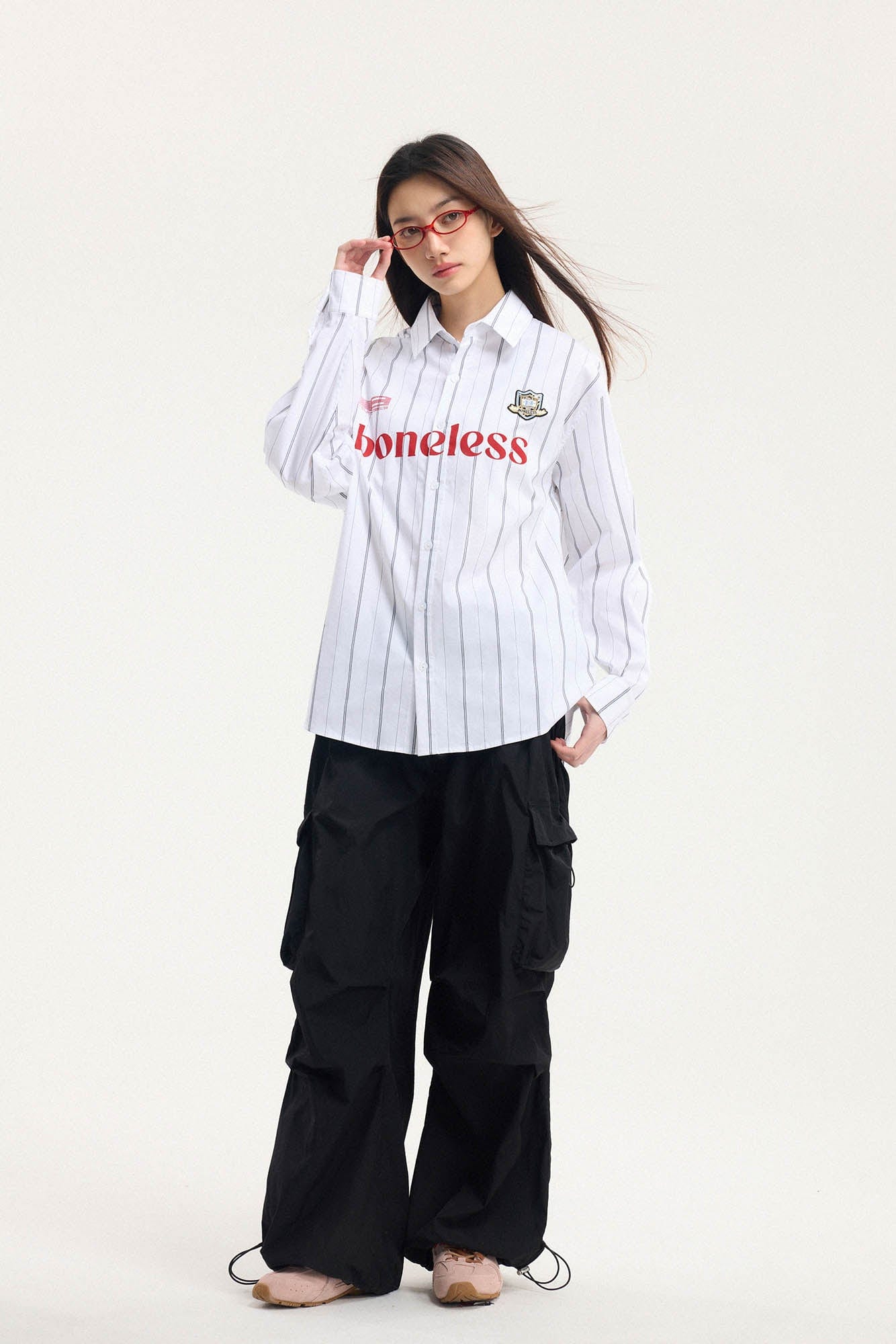 BONELESS Varsity Stripe Badge Shirt