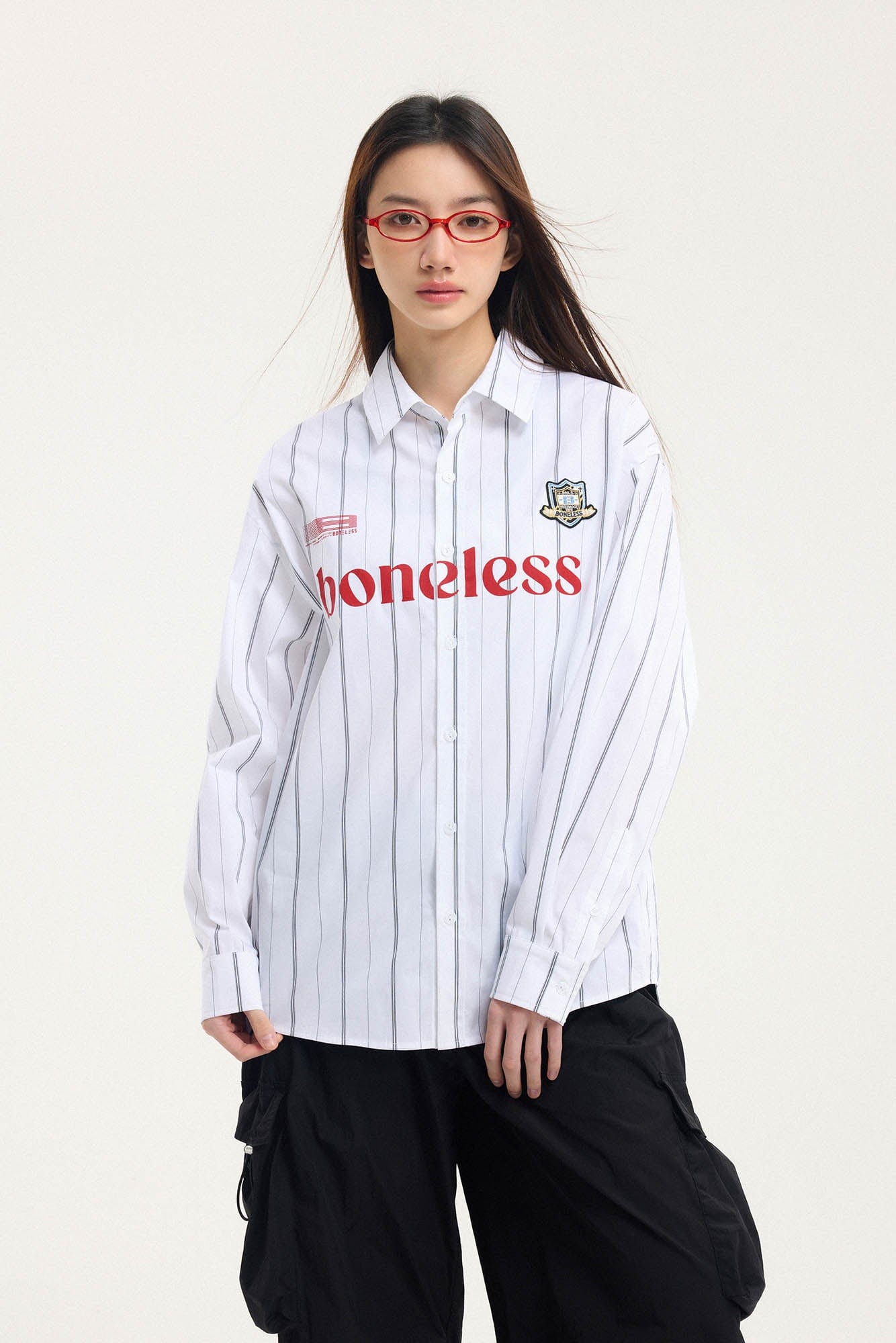 BONELESS Varsity Stripe Badge Shirt