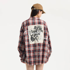 BONELESS Grunge Faded Check Band Patch Shirt