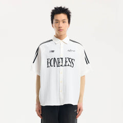 BONELESS Pinstriped Seersucker Raglan Half Shirt