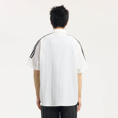 BONELESS Pinstriped Seersucker Raglan Half Shirt