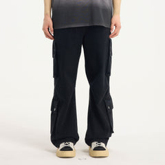 BONELESS Distressed Multi-Pocket Drawstring Cargo Jeans