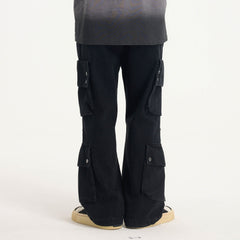 BONELESS Distressed Multi-Pocket Drawstring Cargo Jeans