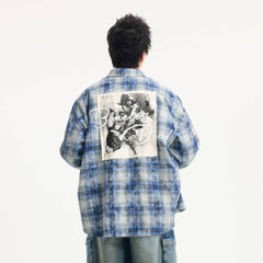 BONELESS Grunge Faded Check Band Patch Shirt