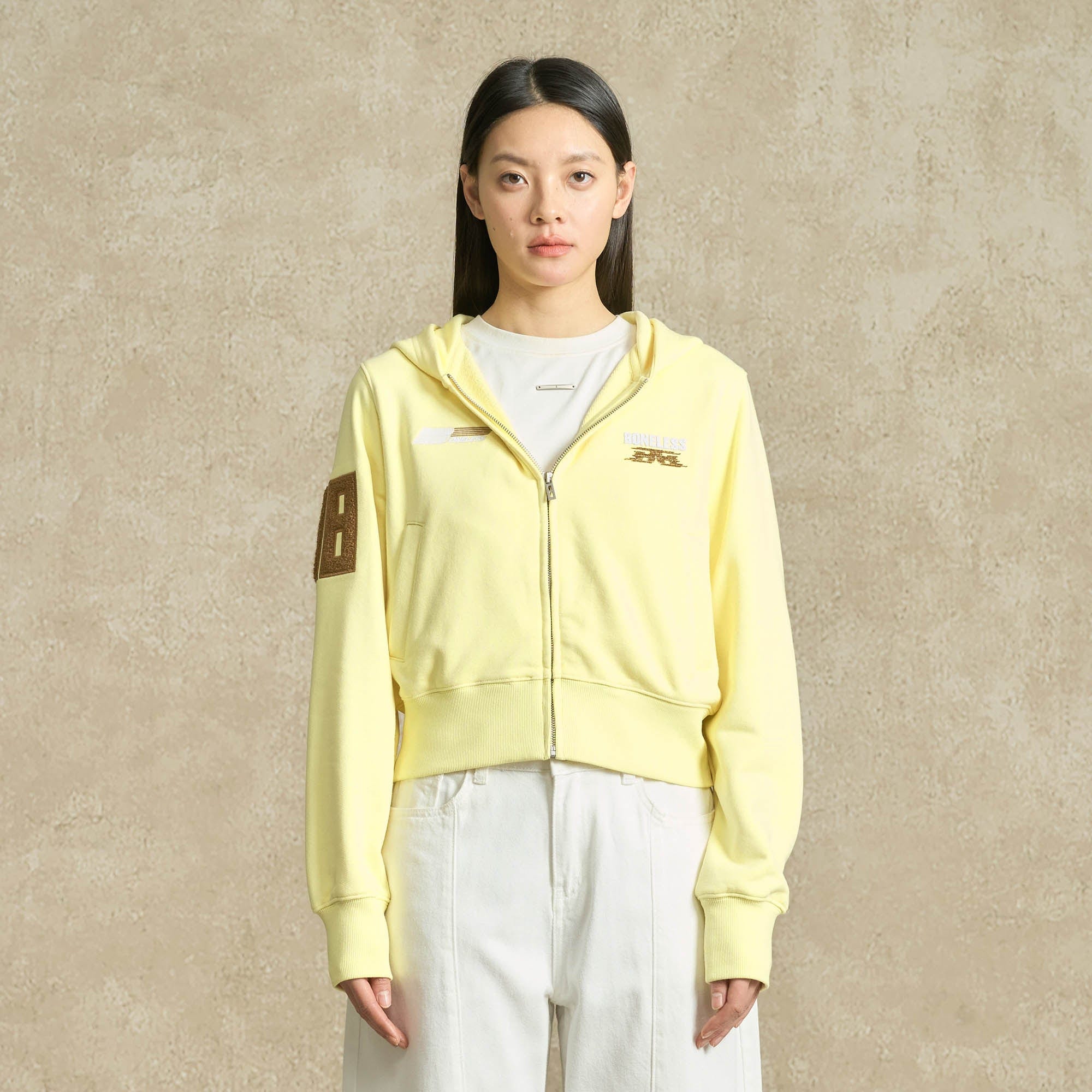 BONELESS Embroidered Cropped Hooded Jacket