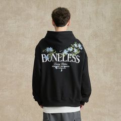 BONELESS Floral Embroidered Fleece-Lined Hoodie