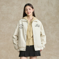 BONELESS Embroidered Logo PU Varsity Jacket