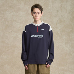 BONELESS Contrast Half-Zip Racing Long-Sleeve Tee