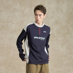 BONELESS Contrast Half-Zip Racing Long-Sleeve Tee
