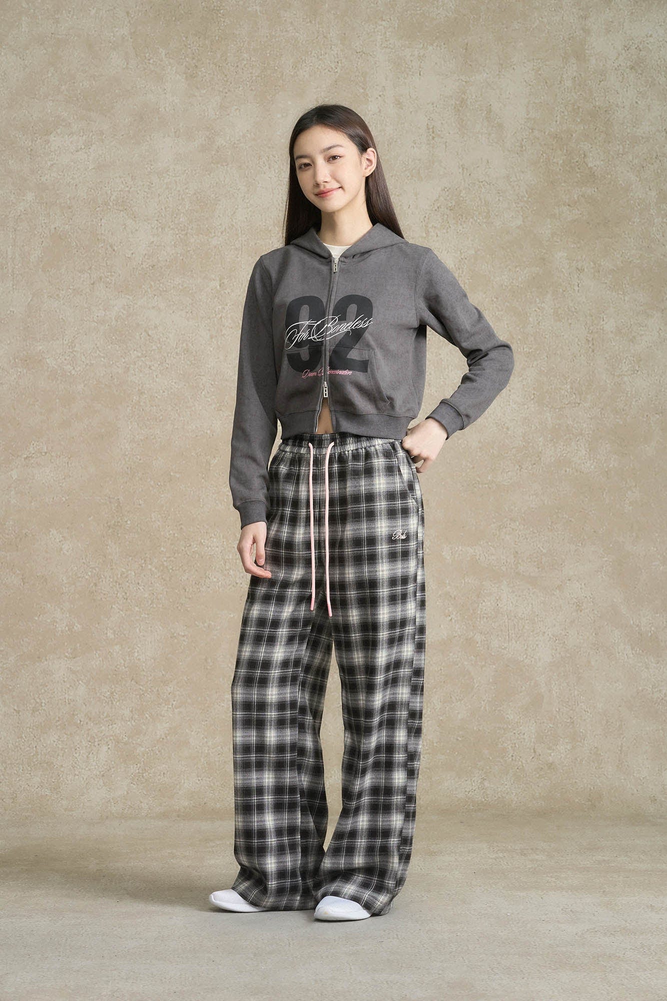 BONELESS Essential Plaid Drawstring Pants