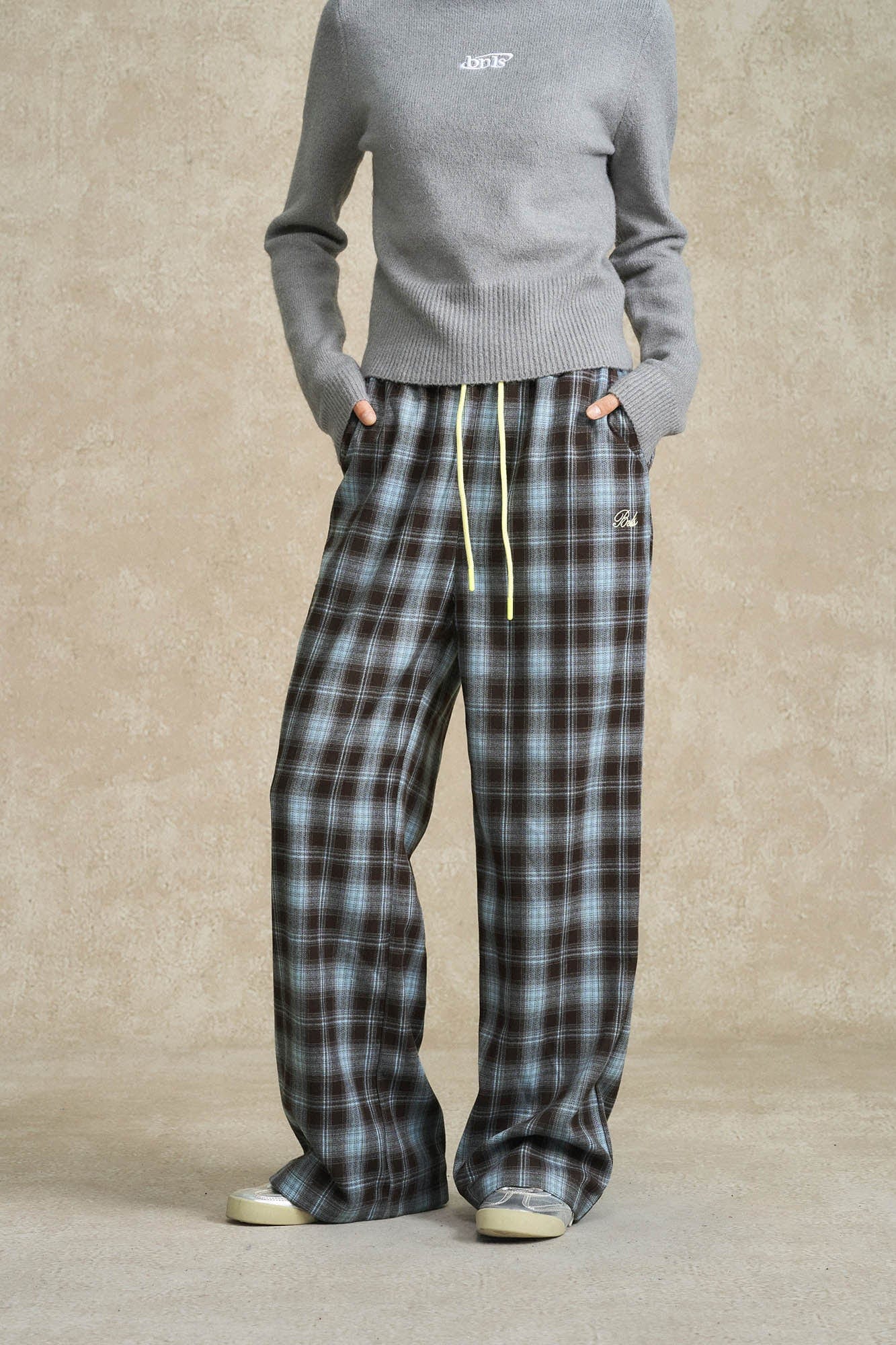 BONELESS Essential Plaid Drawstring Pants
