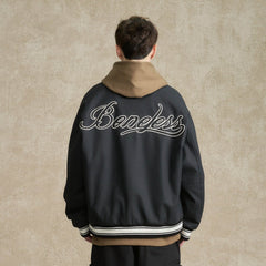 BONELESS Embroidered Logo PU Varsity Jacket