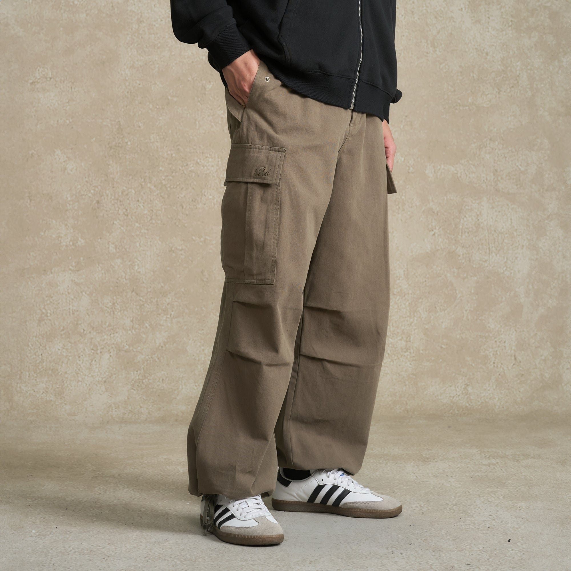 BONELESS Pleated Big Pocket Drawstring Cargo