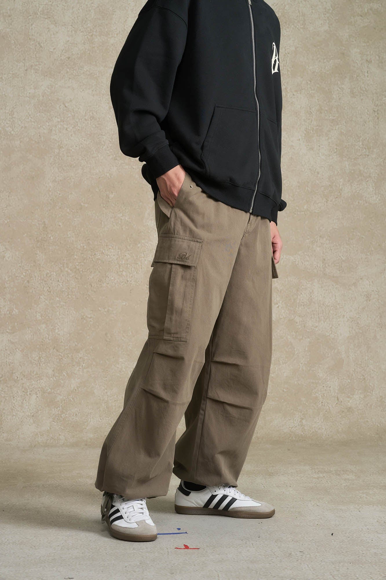 BONELESS Pleated Big Pocket Drawstring Cargo