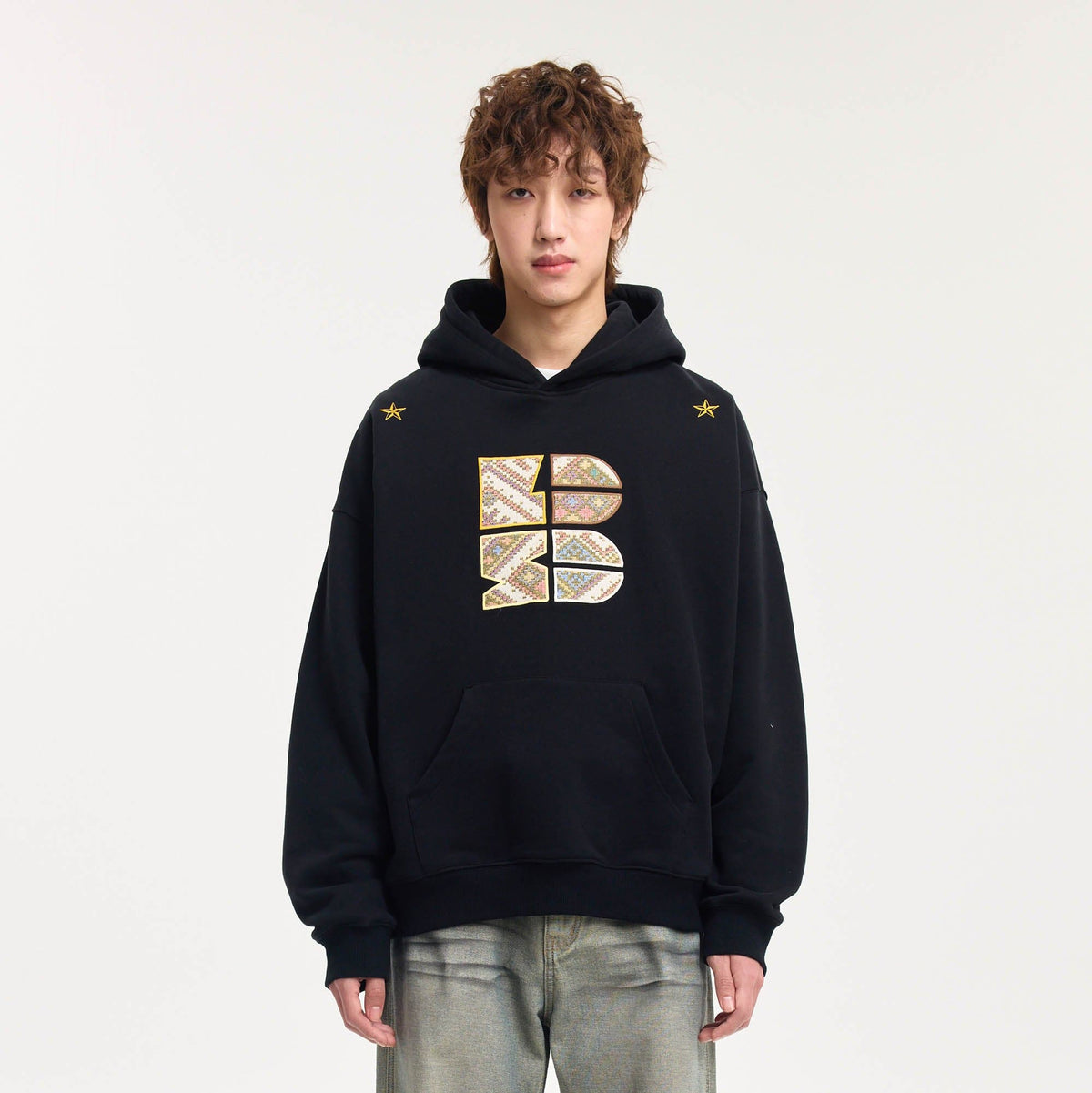 BONELESS Tribal Jacquard LOGO Patch Embroidered Hoodie