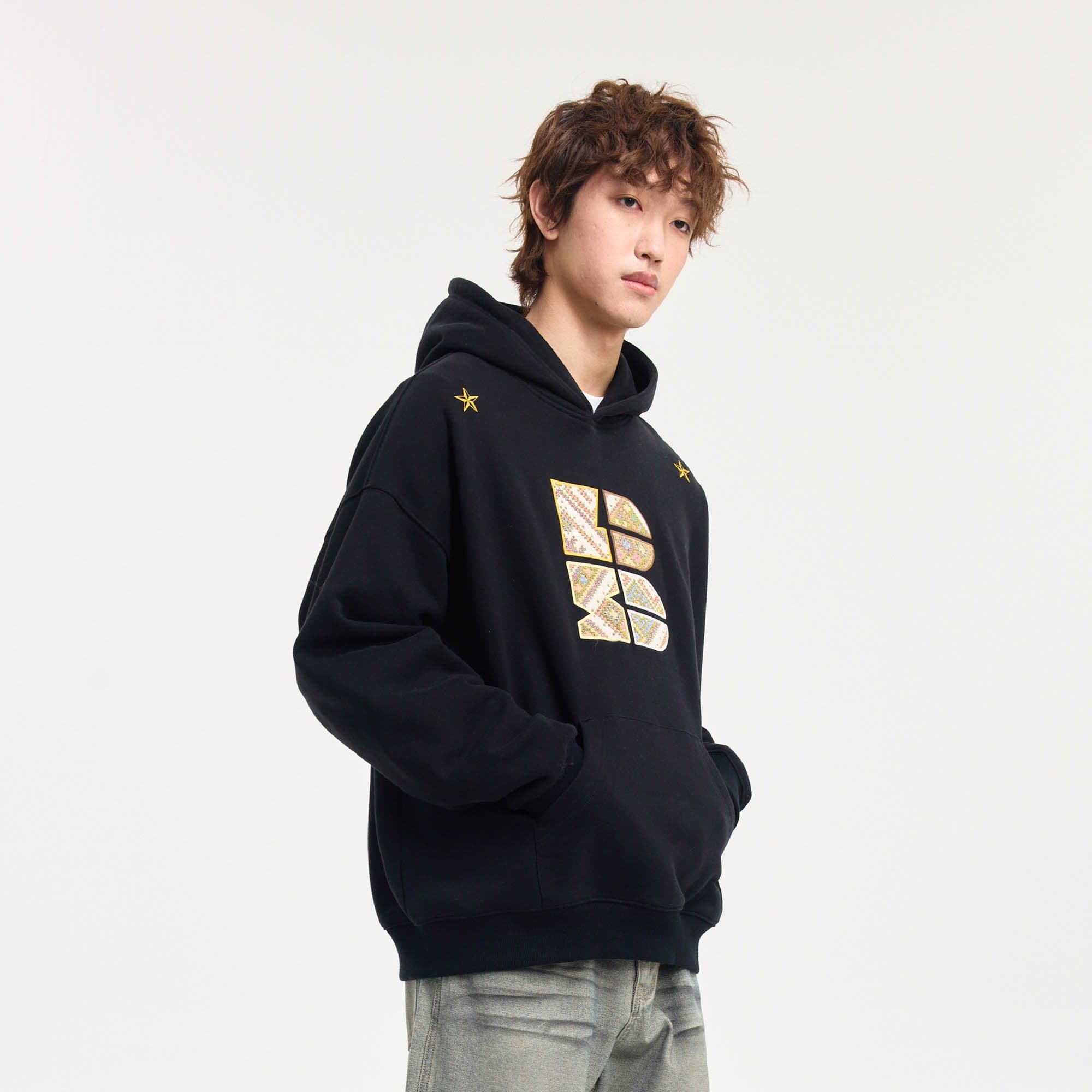 BONELESS Tribal Jacquard LOGO Patch Embroidered Hoodie