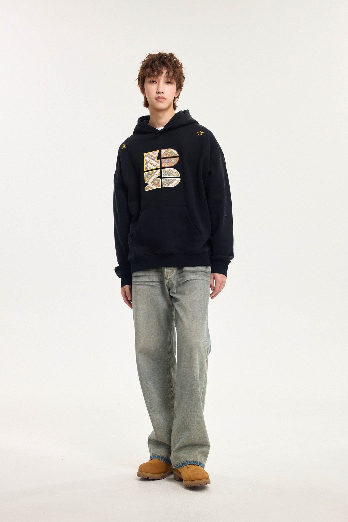 BONELESS Tribal Jacquard LOGO Patch Embroidered Hoodie