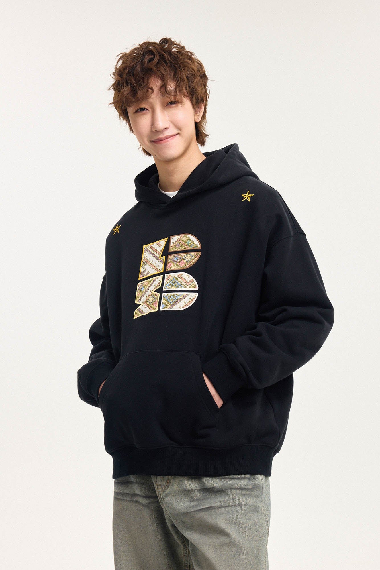 BONELESS Tribal Jacquard LOGO Patch Embroidered Hoodie