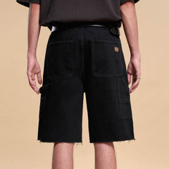 BONELESS Frayed Double-Knee Cargo Shorts Black
