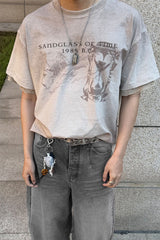 ESAIAS Hourglass Washed Gradient Raw-Edge T-Shirt