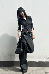 ESAIAS Phoenix Graphic Wide-Leg Raw Jeans