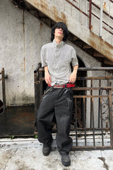 ESAIAS Phoenix Graphic Wide-Leg Raw Jeans
