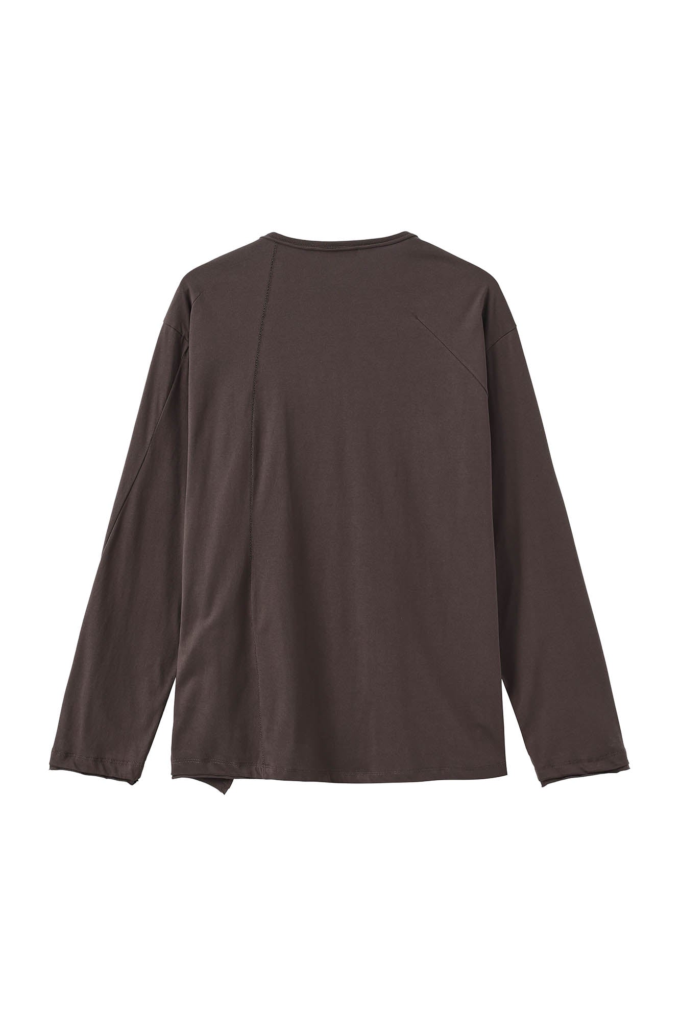 MOITIEDEPETALE Layered Asymmetrical Henley Long-Sleeve Tee