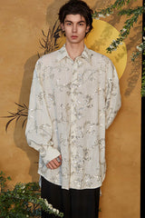 JIECHI Curly Sequin Embroidered Sheer Oversized Shirt