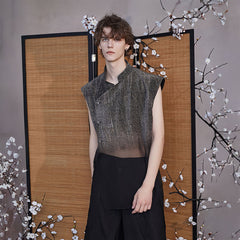 JIECHI Gradient Sheer Split-Hem Vest