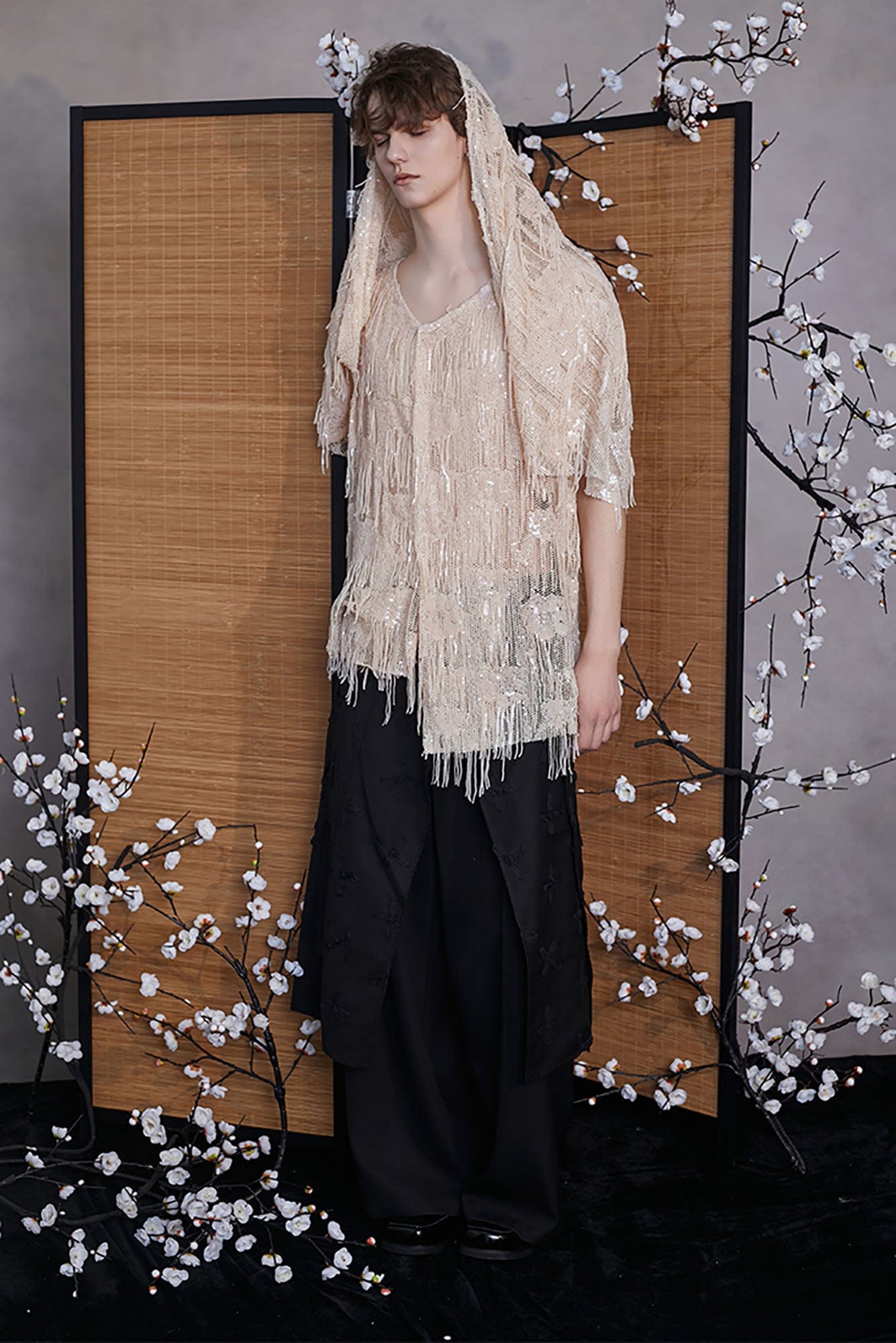 JIECHI Asymmetrical Bow Embroidery Slit Skort