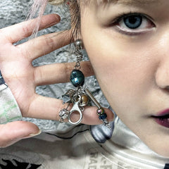ILLUSORY Space Odyssey Industrial Drop Earrings/ Ear Clip Blue
