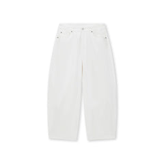 BONELESS Washed Ripped Hem Curved Baggy Jeans