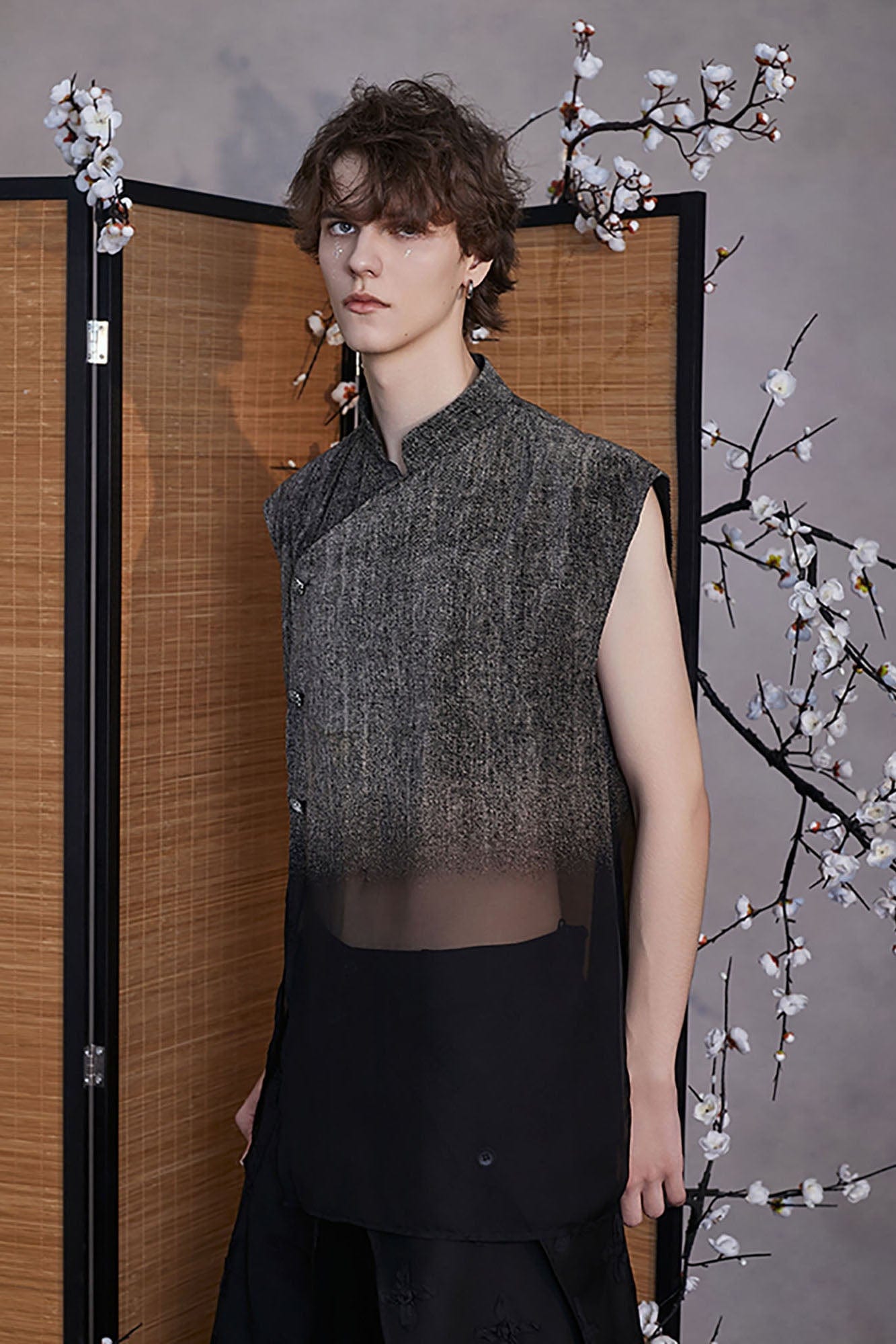 JIECHI Gradient Sheer Split-Hem Vest