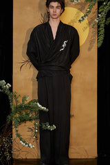 JIECHI Embroidered Serpent Metallic Wrap Shirt