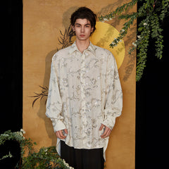 JIECHI Curly Sequin Embroidered Sheer Oversized Shirt