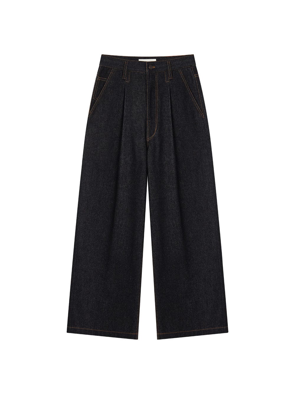 OPICLOTH Retro Washed Pleated Wide-Leg Jeans
