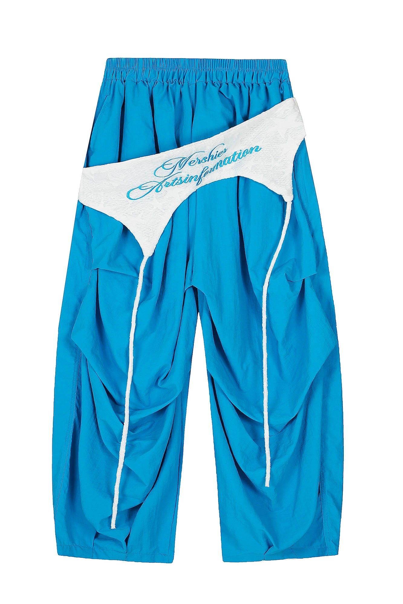 CLP Layered Crinkled Waist-Panel Parachute Pants