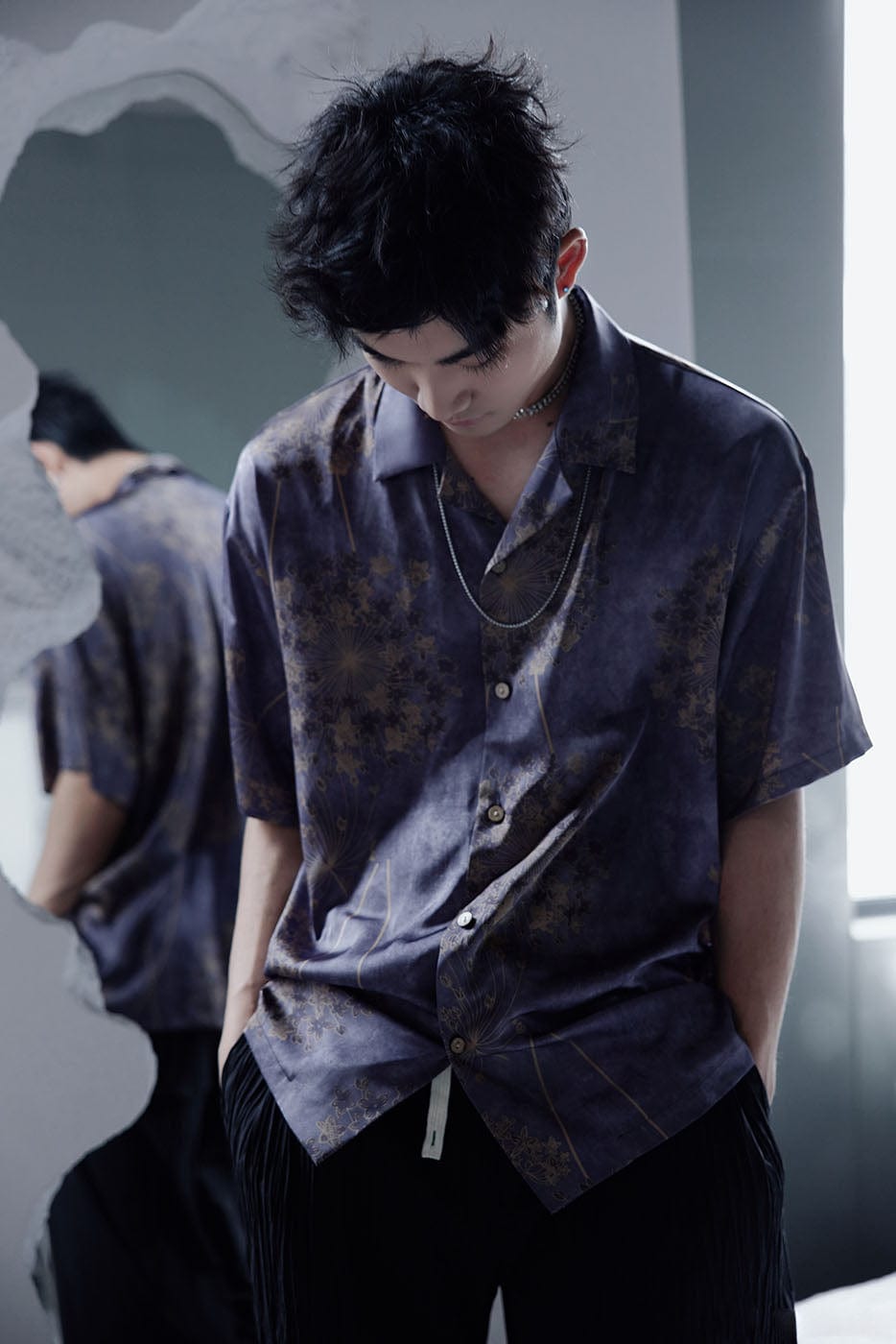 EPIC POETRY Dandelion Cuban Half Shirt Purple
