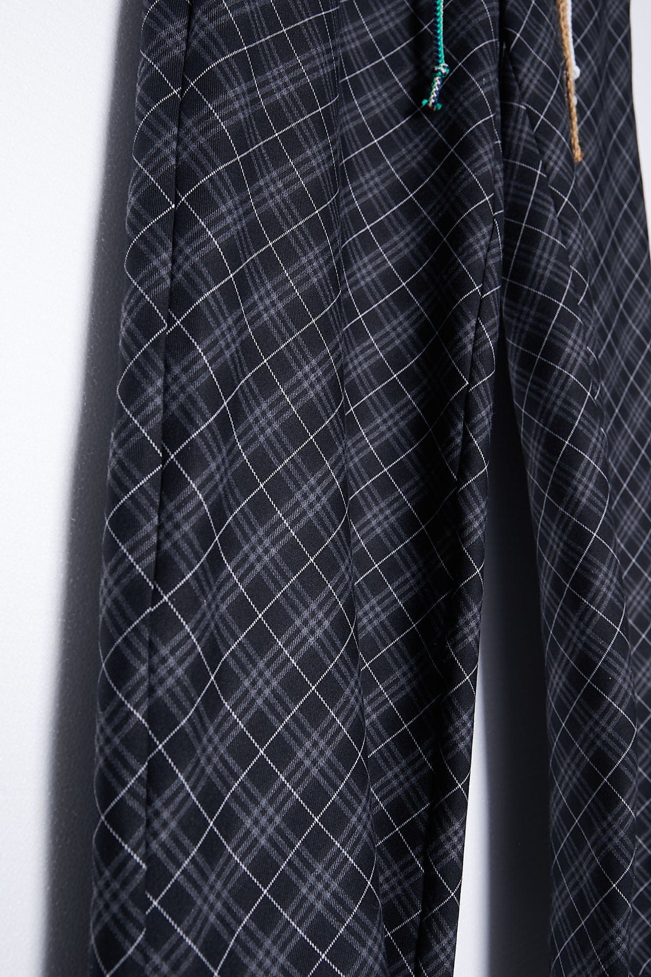 ASSEEN Plaid Double-Waist Drawstring Wide-Leg Pants