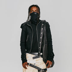 FLYERRER Studded Spliced Stand-Collar Zip-Up Vest